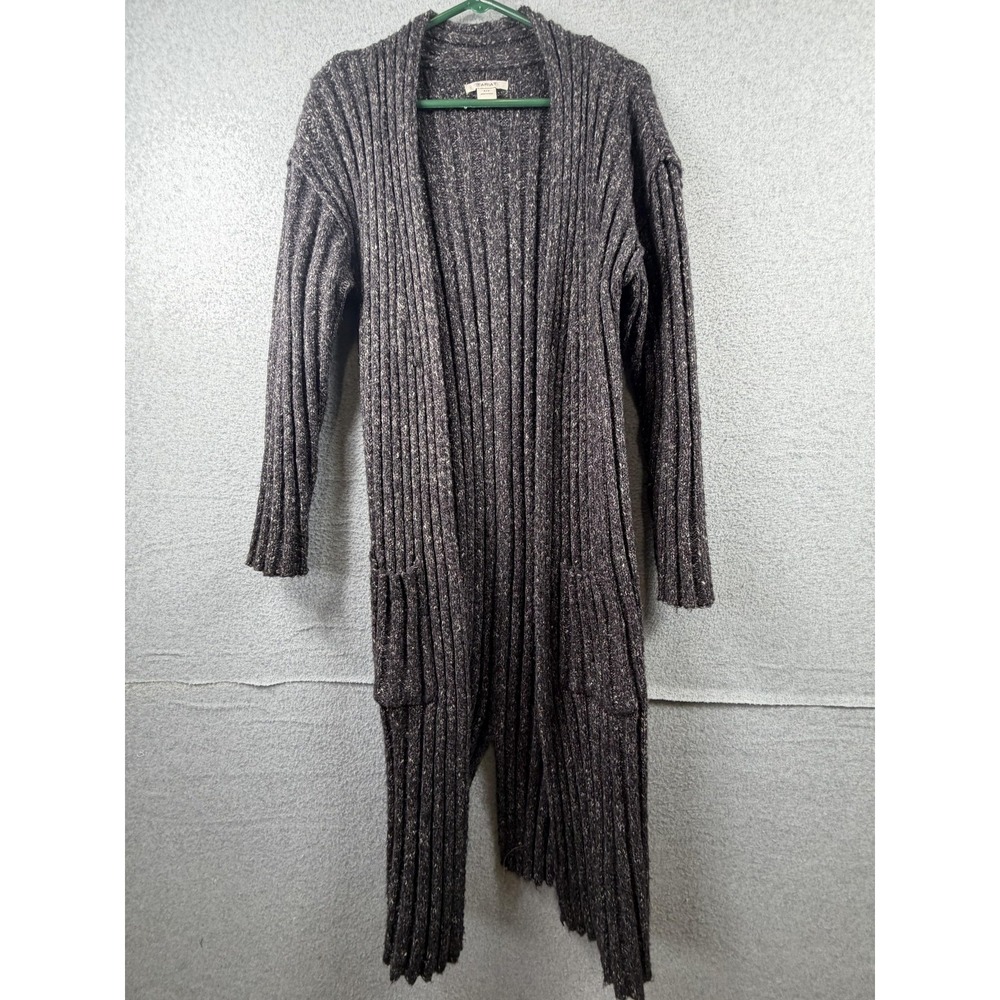 Ariat‎ Cardigan Womens Small Gray Long Open Front Ribbed Knit Sweater Duster